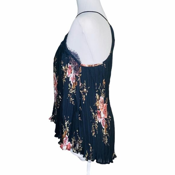 Bishop + Young Blue Floral Accordion Tank Top NWOT Size Small - Picture 6 of 8